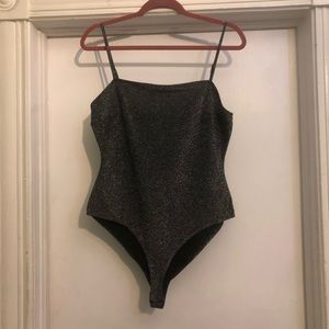silver spaghetti strap bodysuit
